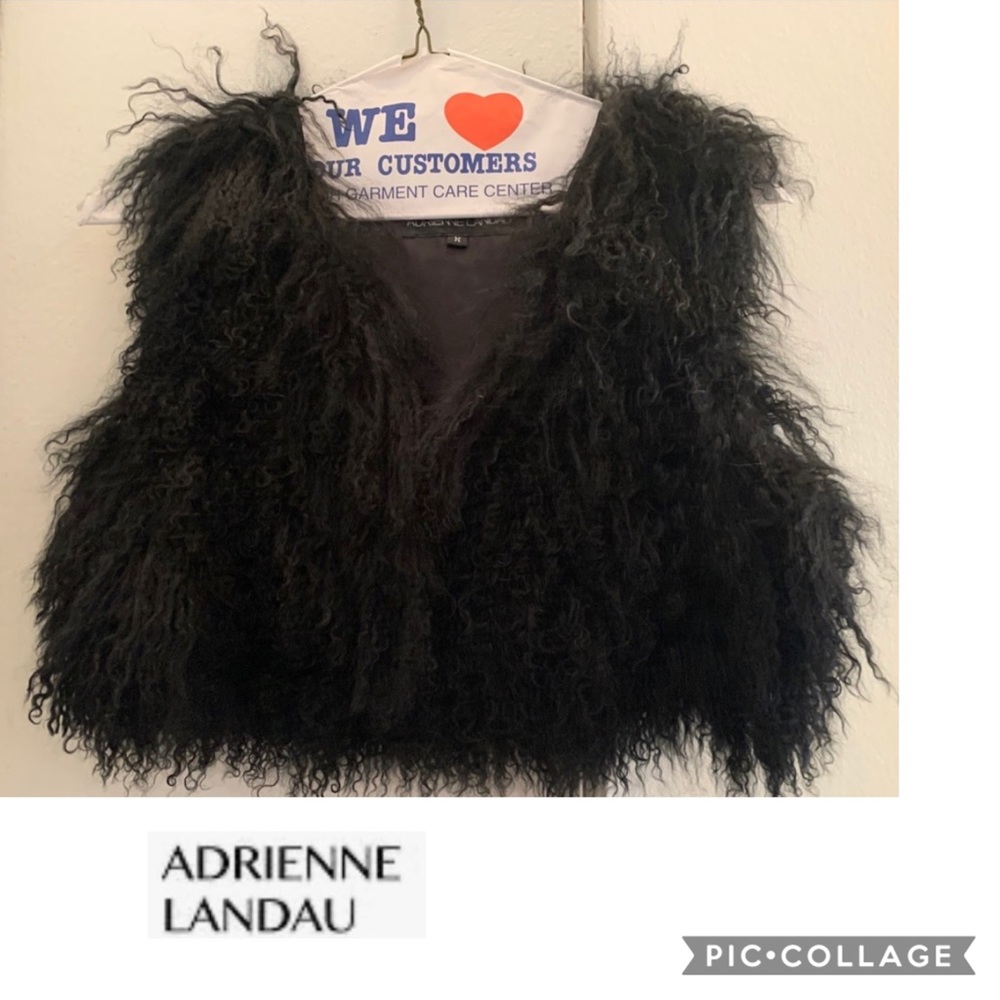 Adrienne Landau Real Mongolian Sheep Fur Crop Vest